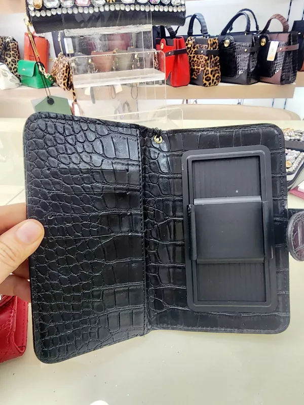 KRİSTAL TAŞ & FİGÜR MODEL TELEFON KOYMA MEKANİZMALI CÜZDAN EL ÇANTASI