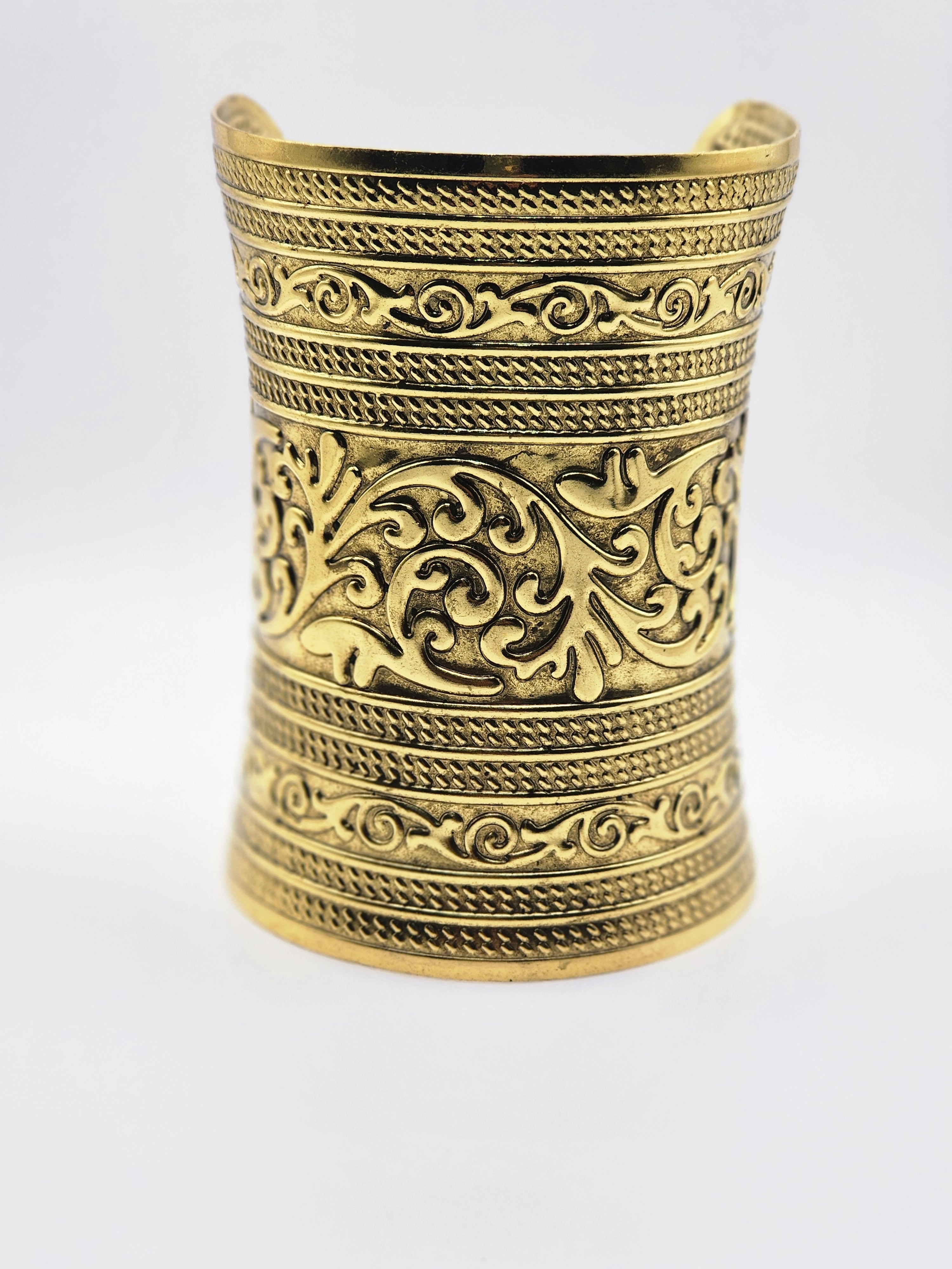 VİNTAGE ETNİK OYMALI DESEN MANŞET BİLEZİK