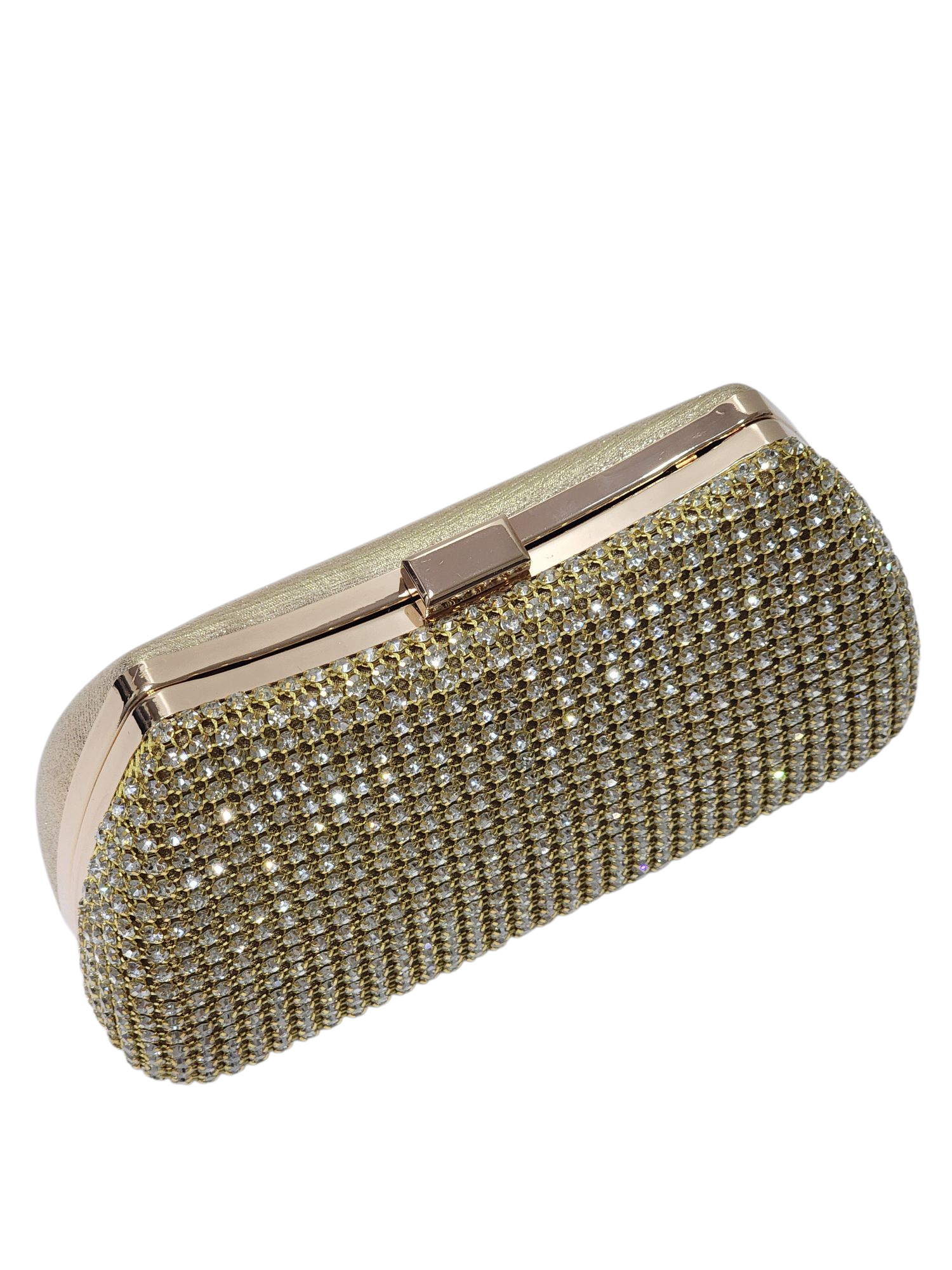 LİGHT GOLD KRİSTAL TAŞLI KADIN ABİYE EL-OMUZ ÇANTASI