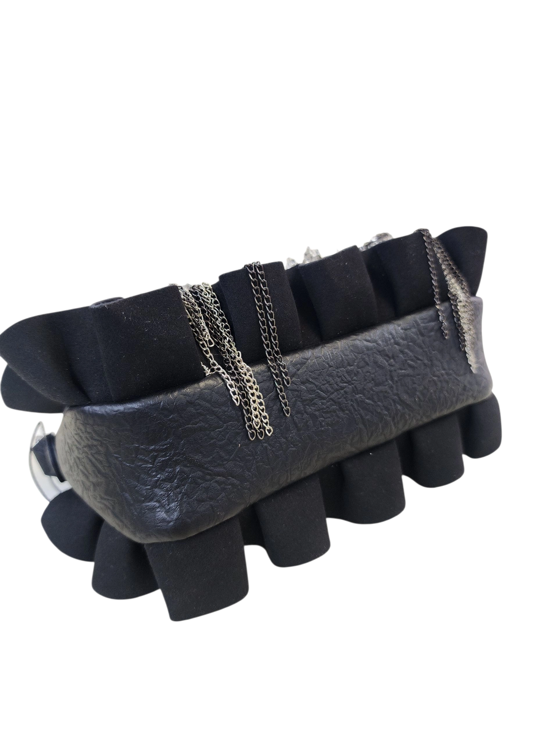 ZİNCİR-TAŞ & BONCUK DETAYLI KANVAS-SUNİ DERİ ’’MİNİ BOY’’ KADIN OMUZ ÇANTASI