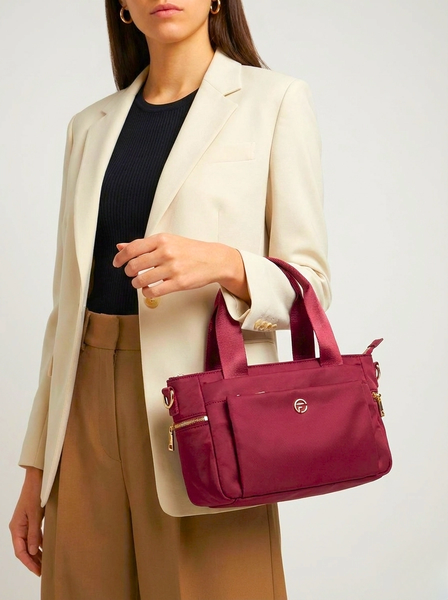 ’’ KÜÇÜK BOY’’ İMPERTEKS KUMAŞ (ÇOK BÖLMELİ) GÜNLÜK KULLANIMA UYGUN EL-OMUZ ÇANTASI