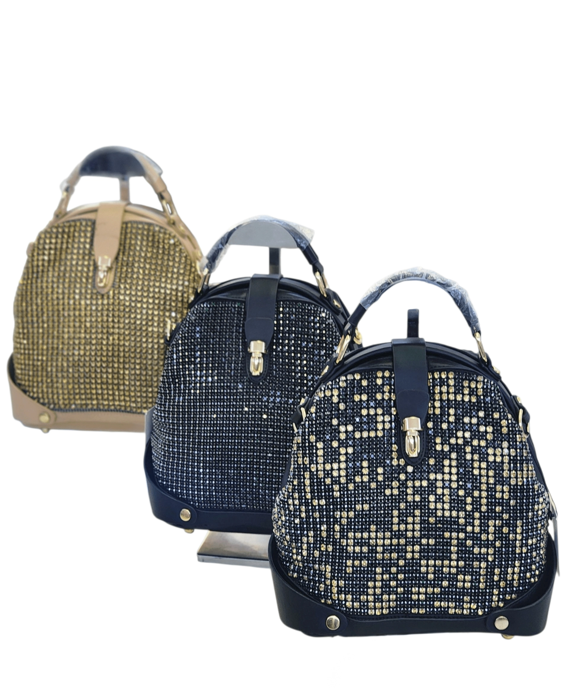 KRİSTAL TAŞLI 3 OPSİYONEL ( EL-OMUZ -SIRT ) KADIN ÇANTASI