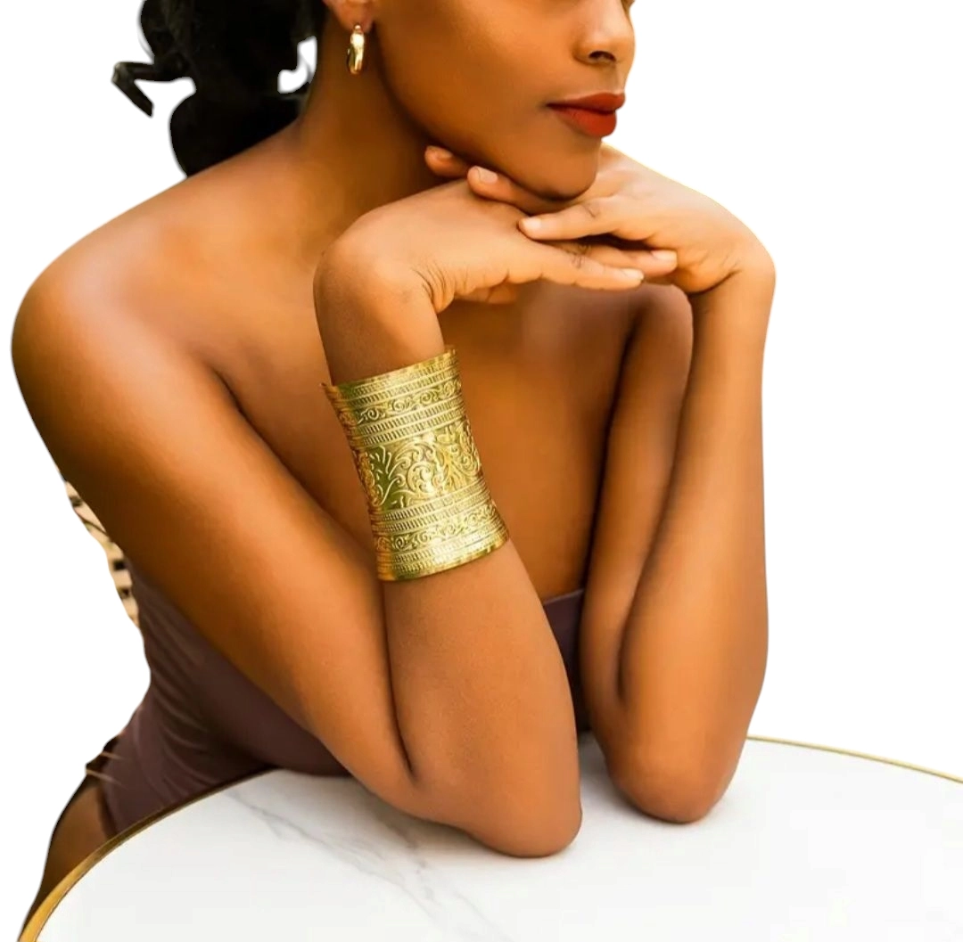 VİNTAGE ETNİK OYMALI DESEN MANŞET BİLEZİK