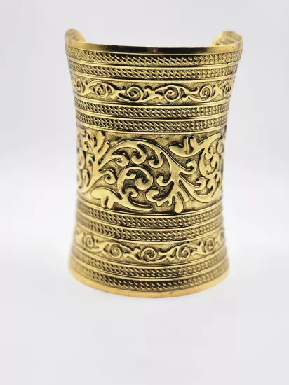 VİNTAGE ETNİK OYMALI DESEN MANŞET BİLEZİK