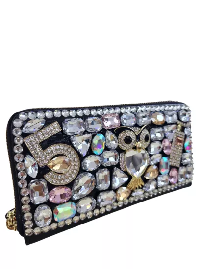 KRİSTAL TAŞLI FİGÜR MODEL EL ÇANTASI ( CÜZDAN )