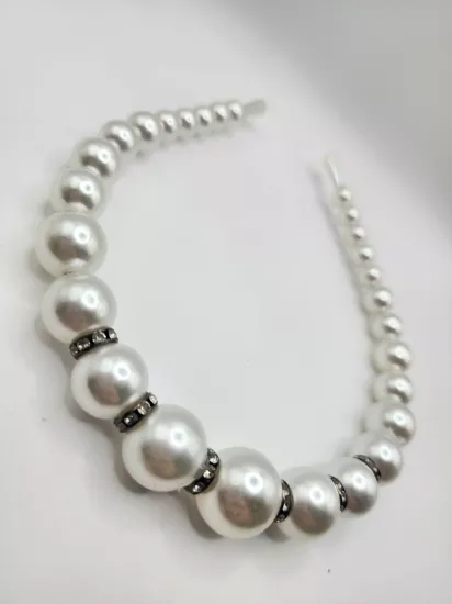 BEYAZ İNCİ BONCUK KADIN TAÇ