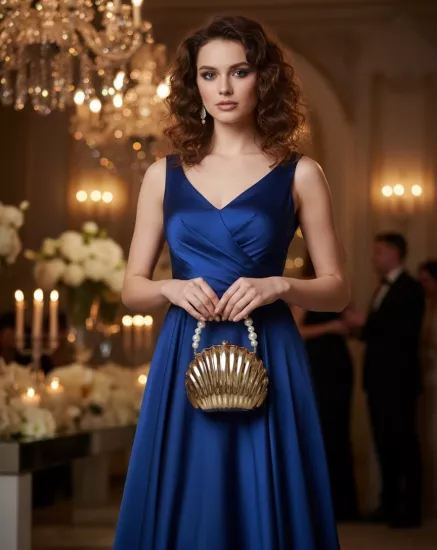 METAL KASA MİDYE KABUĞU FİGÜR MODEL İNCİ KULP DETAYLI KADIN ABİYE ÇANTA