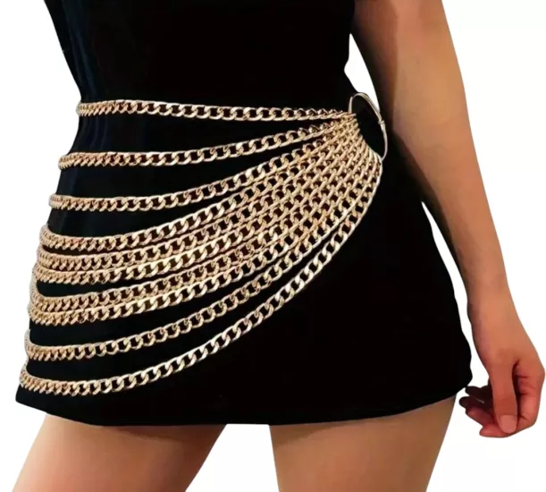 ÇOKLU ZİNCİR GOLD METAL PUNK TARZ ( BEL) VÜCUT AKSESUARI