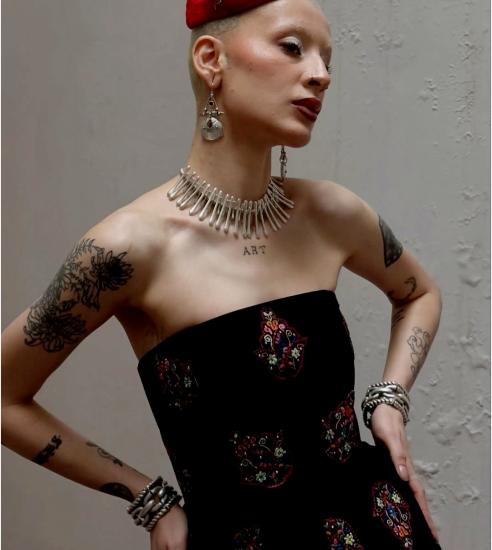 ZAMAK METAL ( 0 NİKEL ) 925 GÜMÜŞ KAPLAMA BOHEM-PUNK TARZ KOLYE